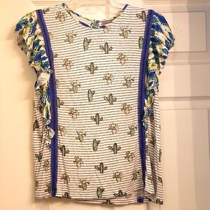 Conditions Apply Anthropologie Shirt Top Tee Blouse Cactus Flutter Sleeve Medium